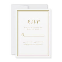 結婚の金ゴールドホワイトシンプルミニマモダンリストRSVP