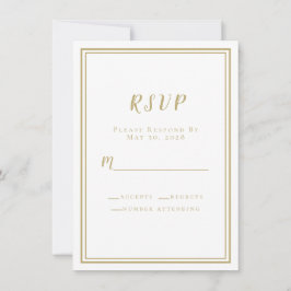 結婚の金ゴールドホワイトシンプルミニマモダンリストRSVP
