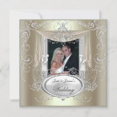 結婚の金ゴールドミントシルバー華美2 招待状 (正面)