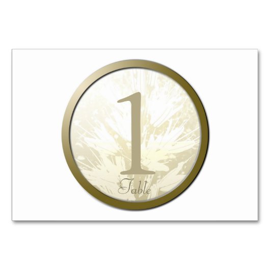 結婚の金ゴールド花パーソナライズされたテーブルカード テーブルナンバー (裏面)