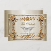 結婚の金ゴールド華美長方形Dimondの花シャイニー エンクロージャーカード (正面/裏面)