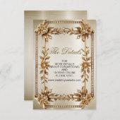 結婚の金ゴールド華美長方形Dimondの花シャイニー エンクロージャーカード (正面/裏面)