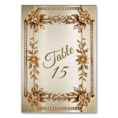 結婚の金ゴールド華美長方形Dimondの花シャイニー テーブルナンバー (裏面)