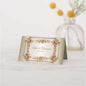 結婚の金ゴールド華美長方形Dimondの花シャイニー プレイスカード (裏面)