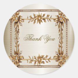 結婚の金ゴールド華美長方形Dimondの花シャイニー ラウンドシール