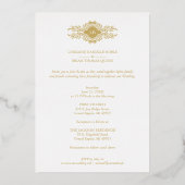 結婚の金ファンシーのアーチ効果写真 箔招待状 (裏面)