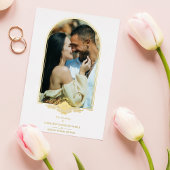 結婚の金ファンシーのアーチ効果写真 箔招待状