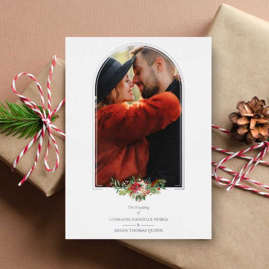 結婚の銀ファンシーアーチ効果写真 箔招待状