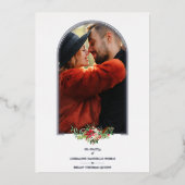 結婚の銀ファンシーアーチ効果写真 箔招待状 (正面)