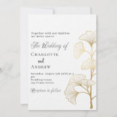 結婚の銀杏離れの白い金ゴールド台本の贅沢 招待状 (正面)