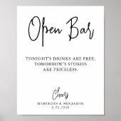 結婚の開いたバーモダン書道パーソナライズされた ポスター (正面)