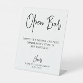 結婚の開いたバーモダン書道パーソナライズされた 台座サイン (正面)