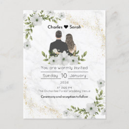 結婚の開花招待状:フローラおとぎ話 インビテーションポストカード