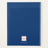 結婚の青いピンクの秋花模様トレンディースクリプト プランナー手帳 (裏面)