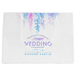 結婚の青いピンクの花感謝していは大きい抱き枕 ラージペーパーバッグ