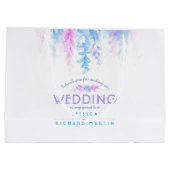 結婚の青いピンクの花感謝していは大きい抱き枕 ラージペーパーバッグ (裏面)