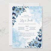結婚の青い花束水色 招待状 (正面)