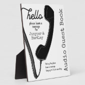 結婚の音声ゲストブックブラック電話（白8x10） フォトプラーク (側面)