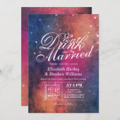 結婚の食べドリンクBe銀河系結婚した星座 招待状 (正面/裏面)