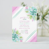 結婚の食事の選択は多肉質のピンク結婚グリーン エンクロージャーカード (スタンド正面)