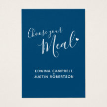 結婚の食事の選択スクリプト文字ブルースモールカード