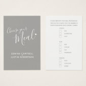 結婚の食事の選択スクリプト文字灰色の小さなカード (正面&裏面)