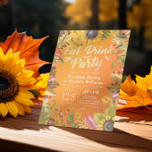 結婚の飲み物と食べパーティーメープル葉パンプキンス 招待状