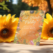 結婚の飲み物と食べパーティーメープル葉パンプキンス 招待状