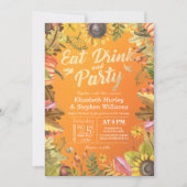 結婚の飲み物と食べパーティーメープル葉パンプキンス 招待状 (正面)