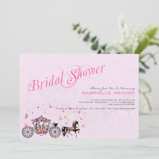 結婚の馬と馬車の花と蝶 招待状 (スタンド正面)