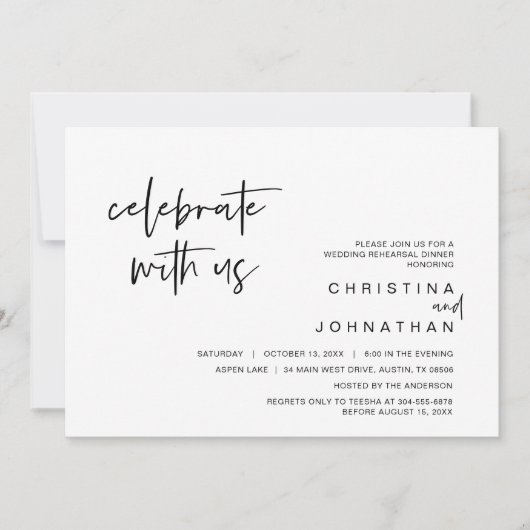 結婚の駆け落ちのパーティーと祝我々のインビタ 招待状 (正面)