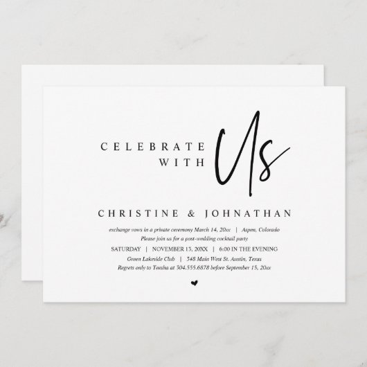 結婚の駆け落ちのパーティーと祝我々のインビタ 招待状 (正面/裏面)