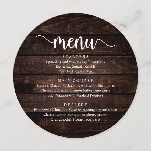 結婚の駆け落ちディナーモダン素朴コテージ メニュー (正面)