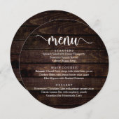 結婚の駆け落ちディナーモダン素朴コテージ メニュー (正面/裏面)