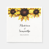 結婚の黄色のひまわり白フローラ スタンダードカクテルナプキン (正面)