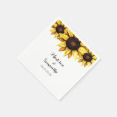 結婚の黄色のひまわり白フローラ スタンダードカクテルナプキン (角)