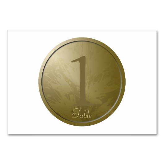 結婚の黄金の花パーソナライズされたテーブルカード1 テーブルナンバー (正面)