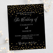 結婚の黒い金ゴールドハートシックな予算招待