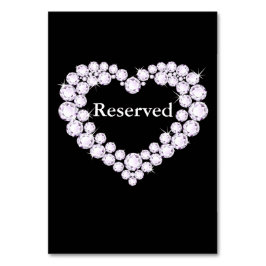 結婚の黒と白のダイヤモンドハート表 テーブルナンバー