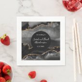 結婚の黒と金ゴールドグリッター瑪瑙 スタンダードランチョンナプキン (インサイチュ)