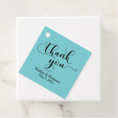 結婚の黒エレガント文字、ターコイズありがとう フェイバータグ (インサイチュ)