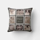 結婚の10フォトインスタグラムコラージュ石板グレー クッション (裏面)