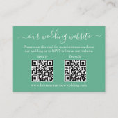結婚の2 QR RSVP詳細ネオミントグリーン エンクロージャーカード (正面)