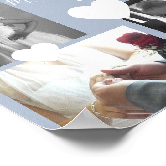 結婚の3つのフォトコラージュのスクリプトとハートの投稿 ポスター (角)