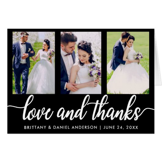 結婚の3枚の写真の愛と折り感謝してい曲げ (正面横)