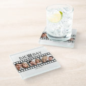 結婚の3枚の写真を追加おもしろいフィルムコースター ガラスコースター (アングル)