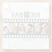 結婚の3枚の写真を追加おもしろいフィルムコースター ガラスコースター (裏面)