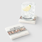 結婚の3枚の写真を追加おもしろいフィルムコースター ストーンコースター (横)