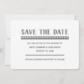 結婚の3枚の写真を追加おもしろいフィルム日付カードを保存 セーブザデート (裏面)