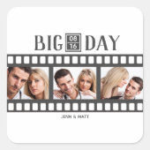 結婚の3枚の写真を追加おもしろいフィルム スクエアシール (正面)